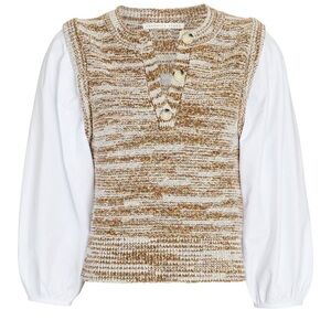 Veronica Beard Tahlea Mixed Sweater Top Blouse Size Small